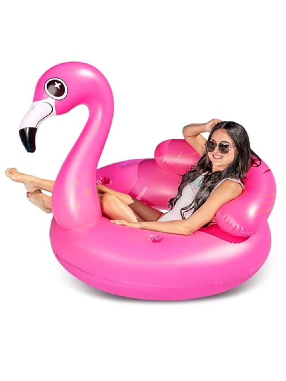 Inflatable Flamingo Pool Float Swim Ring Lounge Adult Kids Cup Holder Pink